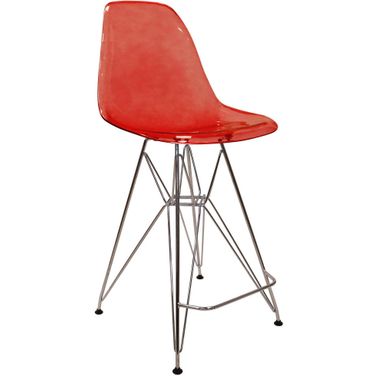Cresco Acrylic Barstool In Transparent Red