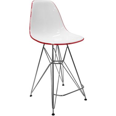 Cresco Acrylic Barstool In White and Red