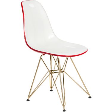 Cresco Molded 2 Tone Eiffel Side Chair In White Red