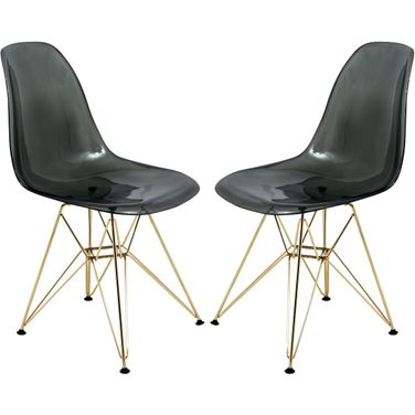 Cresco Molded Eiffel Side Chair Set of 2 In Transparent Black