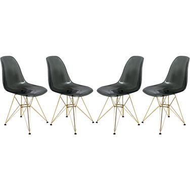 Cresco Molded Eiffel Side Chair Set of 4 In Transparent Black