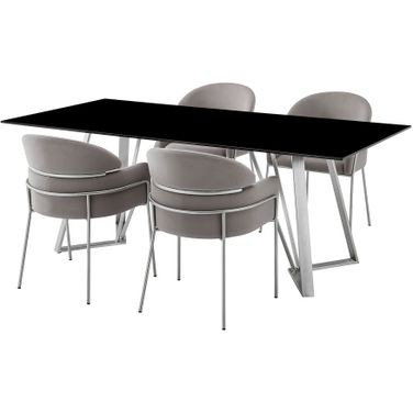 Cressida and Portia 5 Piece Rectangular Dining Set In Gray