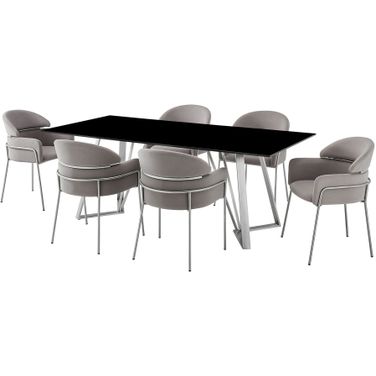 Cressida and Portia 7 Piece Rectangular Dining Set In Gray