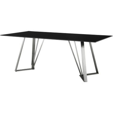 Cressida Glass and Stainless Steel Rectangular Dining Room Table