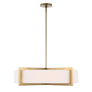 Cresson 4 Light Drum Pendant In White and Brass