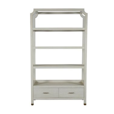 Crest Bookcase In Cerused White and Stained Brass