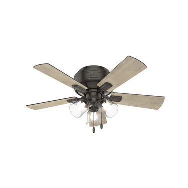 Crestfield 42 Inch Low Profile Ceiling Fan with LED Light Kit and Pull Chain In Noble Bronze and Bleached Grey Pine