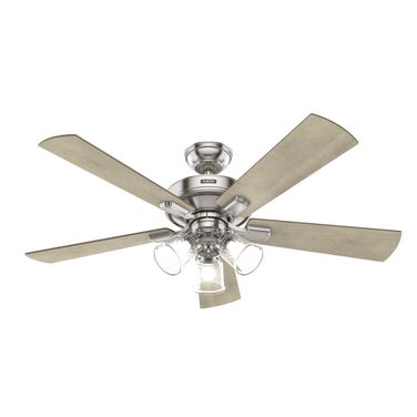 Crestfield 52 Inch Ceiling Fan with LED Light Kit and Handheld Remote In Brushed Nickel and Bleached Grey Pine