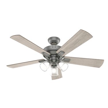Crestfield 52 Inch Ceiling Fan with LED Light Kit and Handheld Remote In Matte Silver and Light Gray Oak