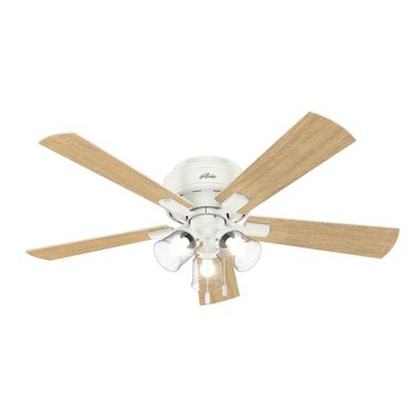 Crestfield 52 Inch Low Profile Ceiling Fan with LED Light Kit and Pull Chain In Fresh White