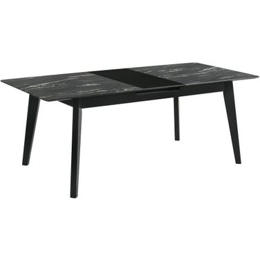 Crestmont Rectangular Dining Table with Faux Marble Top and 16 Inch Self-Storing Extension Leaf Grey