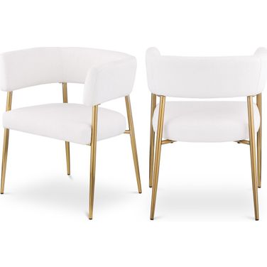 Creston Durable Linen Textured Fabric Dining Chair In Cream