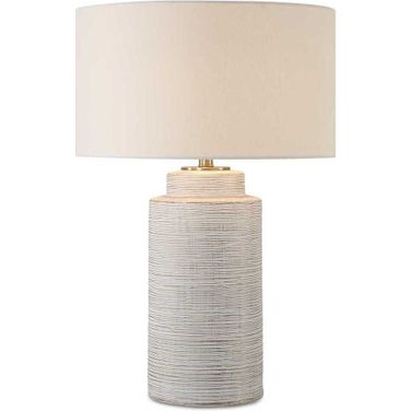 Crimp Ribbed Table Lamp In White