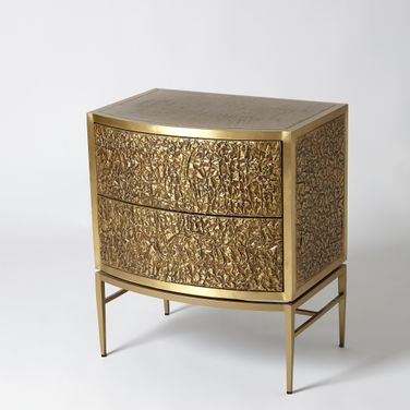 Crinkle Bedside Chest In Brass And Bronze