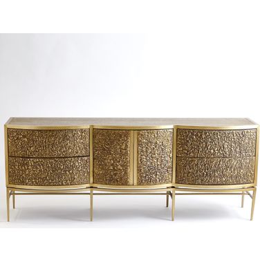 Crinkle Long Cabinet In Brass And Bronze
