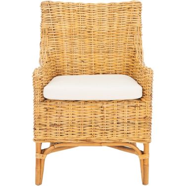 Cristen Rattan Accent Chair with Cushion in Natural and White