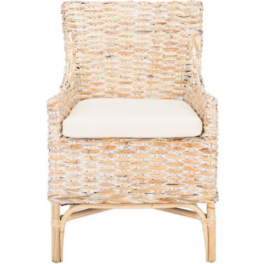 Cristen Rattan Accent Chair with Cushion in White