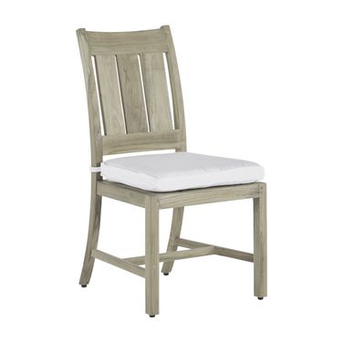 Croquet and Club Teak Side Chair In Linen Snow