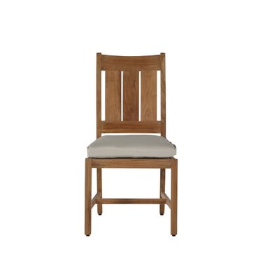 Croquet Teak Outdoor Side Chair In Linen Dove