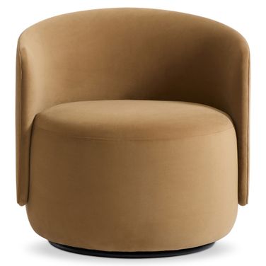 Crosby Fabric Swivel Chair In Tan