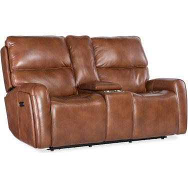 Crosby Zero Gravity Power Console Loveseat with Power Headrest and Lumbar In Brown