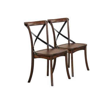 Cross Back Dining Side Chairs Set of 2 In Brown