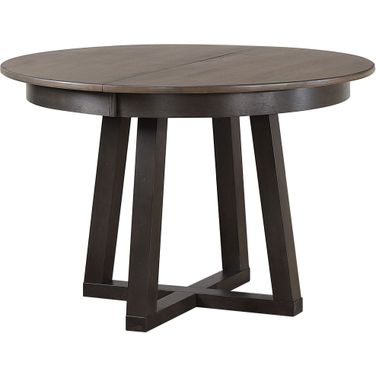 Cross Pedestal Dining Table In Grey Stone and Black Stone