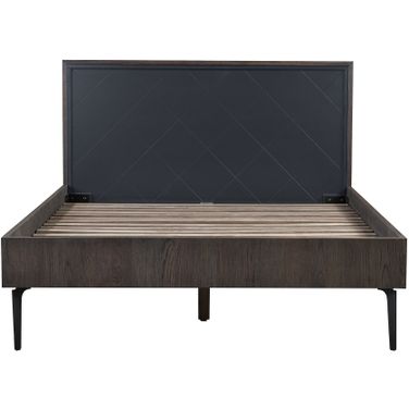 Cross Solid Oak and Metal Queen Platform Bed Frame