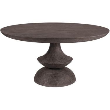 Crossman 60 Inch Round Dark Brown And Gray Solid Wood Table Top And Base Dining Table