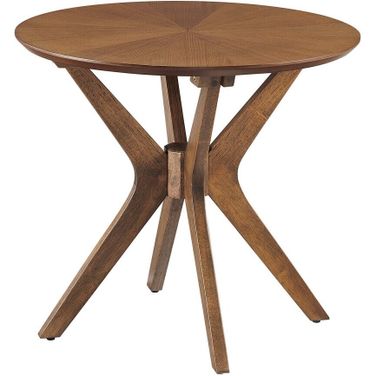 Crossroads 24 Inch Round Wood Side Table In Walnut