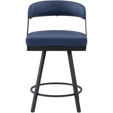 Crowley Swivel Counter Height Chair Set of 2 In Black and Blue