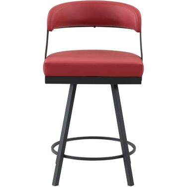 Crowley Swivel Counter Height Chair Set of 2 In Black and Red