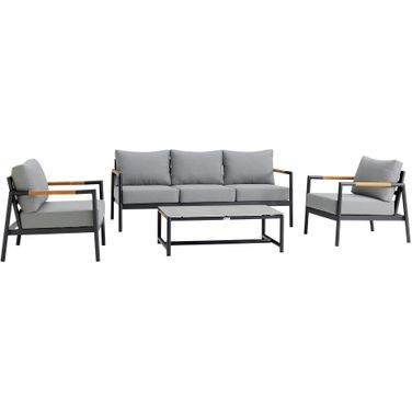 Crown 4 Piece Outdoor Seating Set In Dark Gray