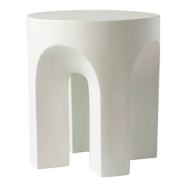 Crus Fiberglass Outdoor Side Table In White