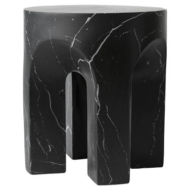 Crus Fiberglass Outdoor Side Table Marbleized Black