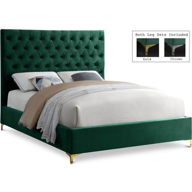 Cruz Velvet King Bed In Green