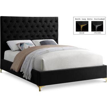Cruz Velvet Queen Bed In Black
