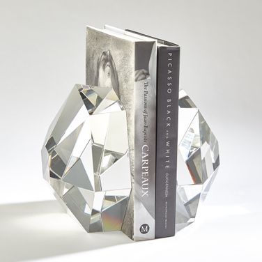 Crystal Bookends Set of 2 In Clear
