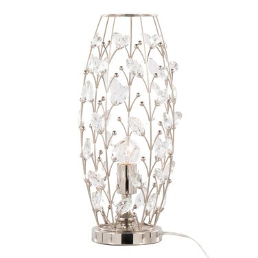 Crystal Buds 18 Inch Metal Uplight Lamp In Polished Nickel and Clear