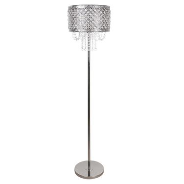 Crystal Elegance Metal Floor Lamp In Polished Nickel and Clear Crystal