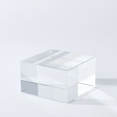 Crystal Medium Cube Riser In Clear
