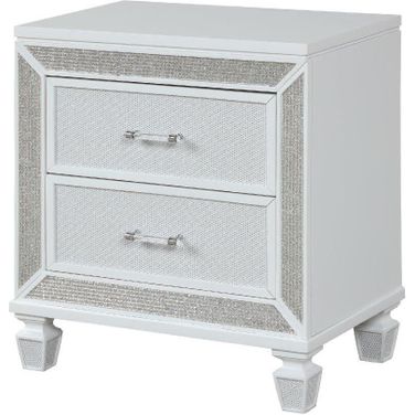 Crystal Nightstand Made With Wood Finished In White