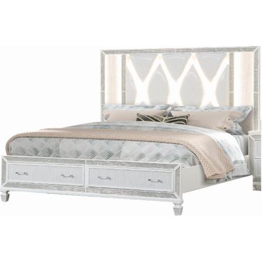 Crystal Queen Storage Bed Made With Wood Finished In White