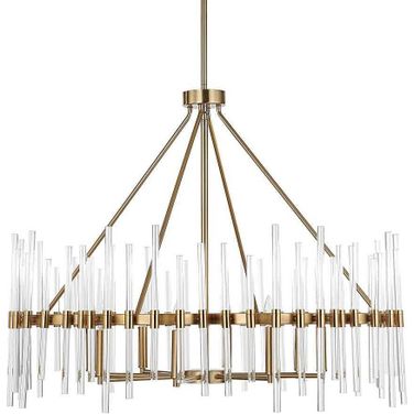 Crystal Stick 8 Light Chandelier In Brass