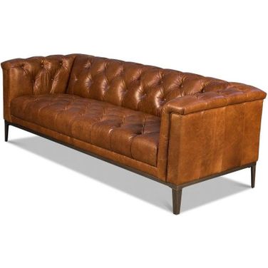Cuba Brown Cube Tufted Sofa