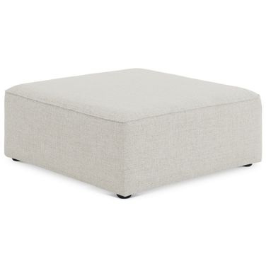 Cube Durable Linen Textured Ottoman In Cream