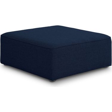 Cube Durable Linen Textured Ottoman In Navy