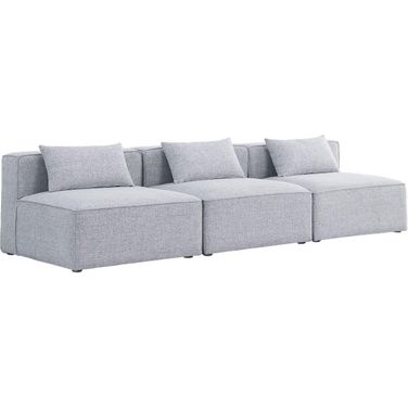 Cube Durable Linen Textured 3 Seater Modular Sofa In Grey