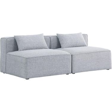 Cube Durable Linen Textured 2 Seater Modular Sofa In Grey
