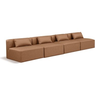 Cube Vegan Leather 4 Seater Modular Sofa In Brown